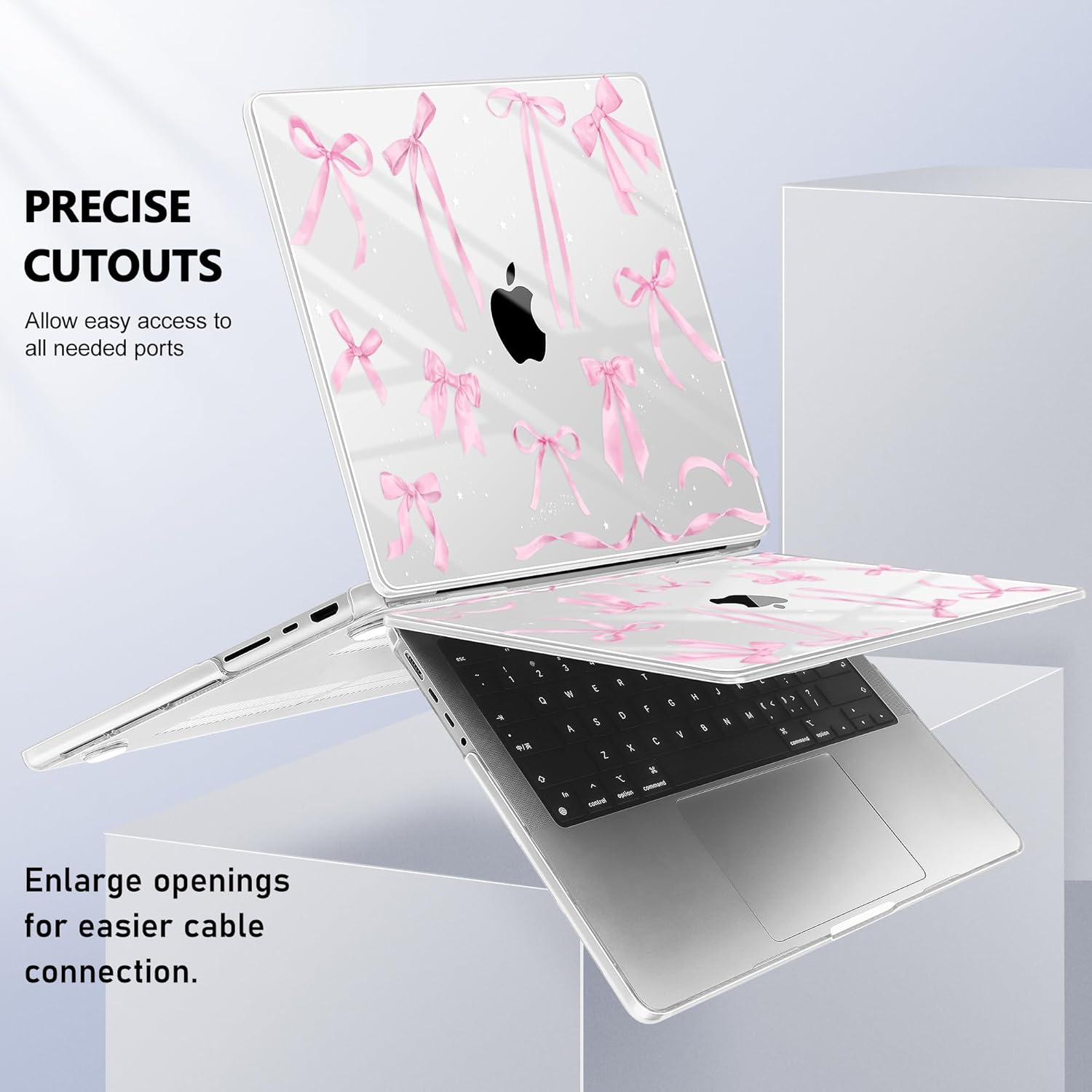 for MacBook Pro 16 inch Case 2021 2022 2023 2024 Release A3186 A3403 M4 A2991 M3 A2780 M2 A2485 M1 Pro/Max, Hard Shell Case with Screen Protector & Keyboard Cover, Bowknot