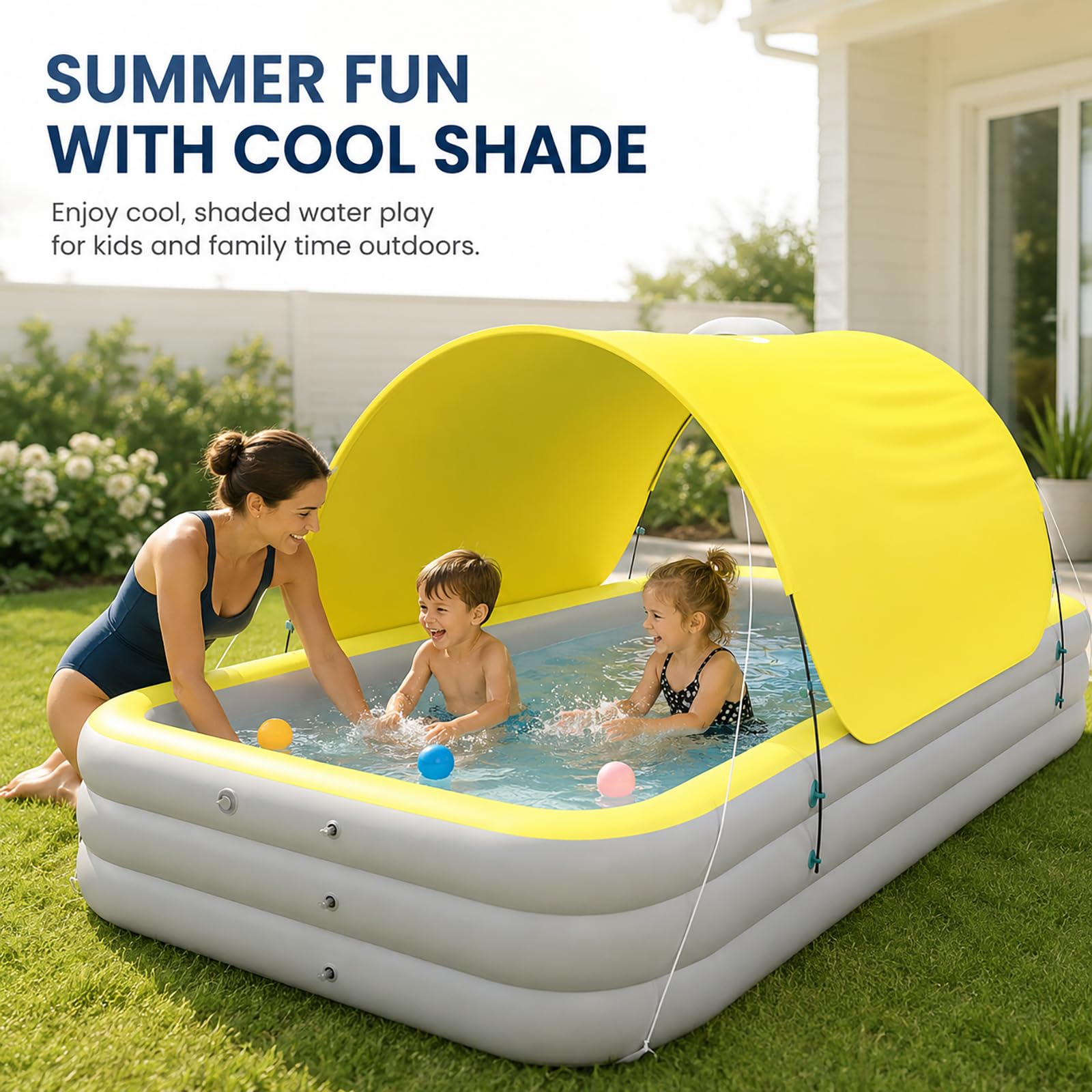 Piscina Gonfiabile Familiare Con Tettuccio, 260 Cm, Adulti E Bambini
