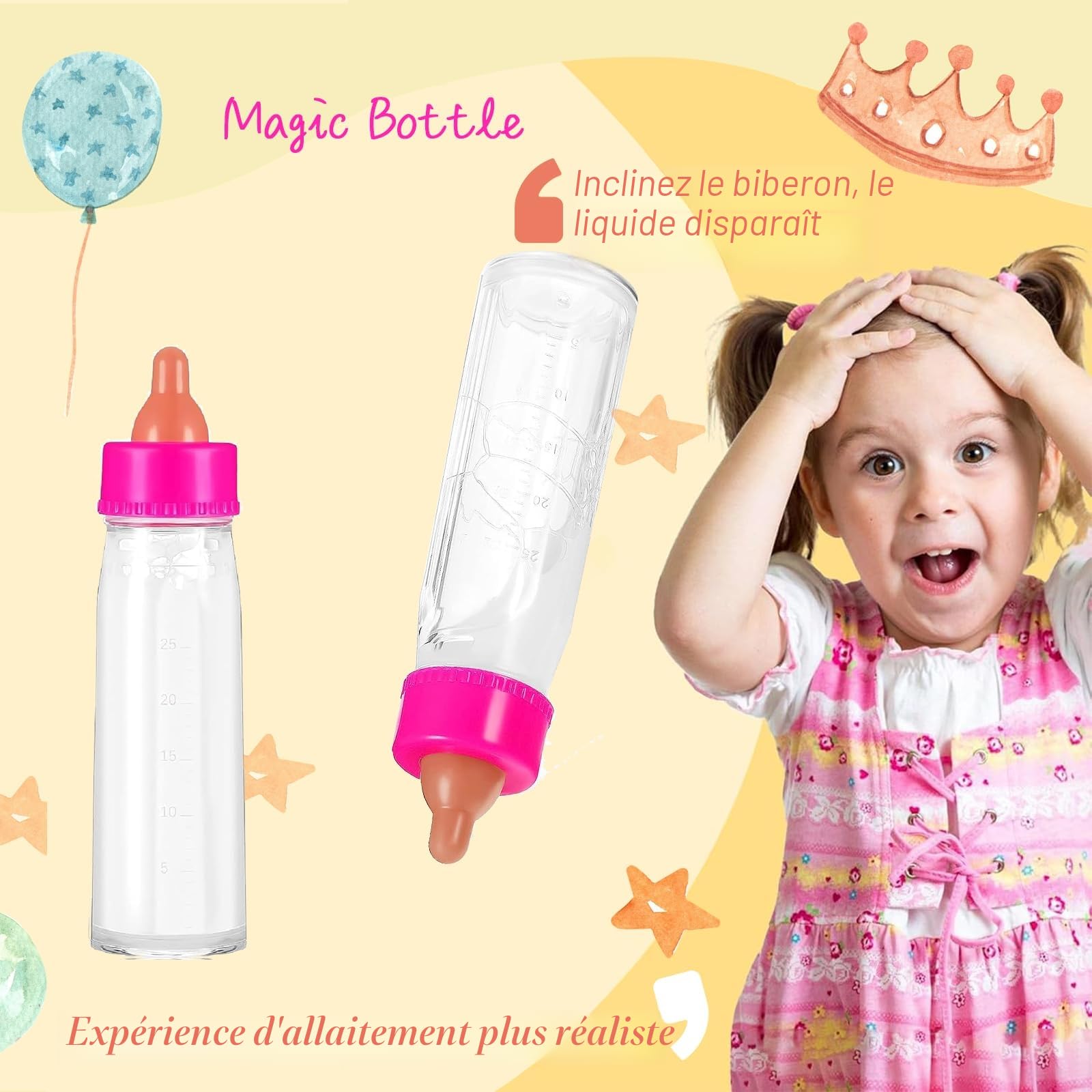 Accessoires pour poupée de bébé, accessoires pour poupée avec vêtements pour poupée, tétine pour poupée, sac à couches pour poupée, cadeau pour fille