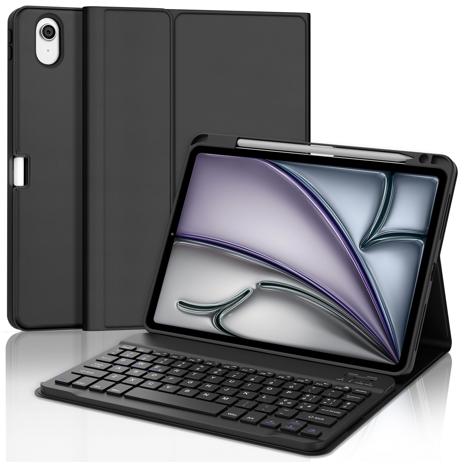 FOGARI Per iPad Air 11/ 5ª/4ª generazione e iPad Pro 11 Cover Tastiera | Custodia Tastiera Bluetooth Rimovibile per iPad Air 11 M4 2026/M3 2025/M2 2024, Keyboard Wireless Portatile, Nero
