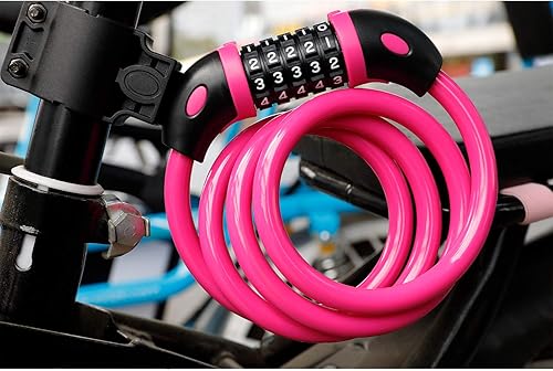 Miniatura 6 de Cadena de bloqueo de bicicleta para bicicleta, cerradura de combinación de 5 dígitos, núcleo de alambre de acero, cerradura de bicicleta de