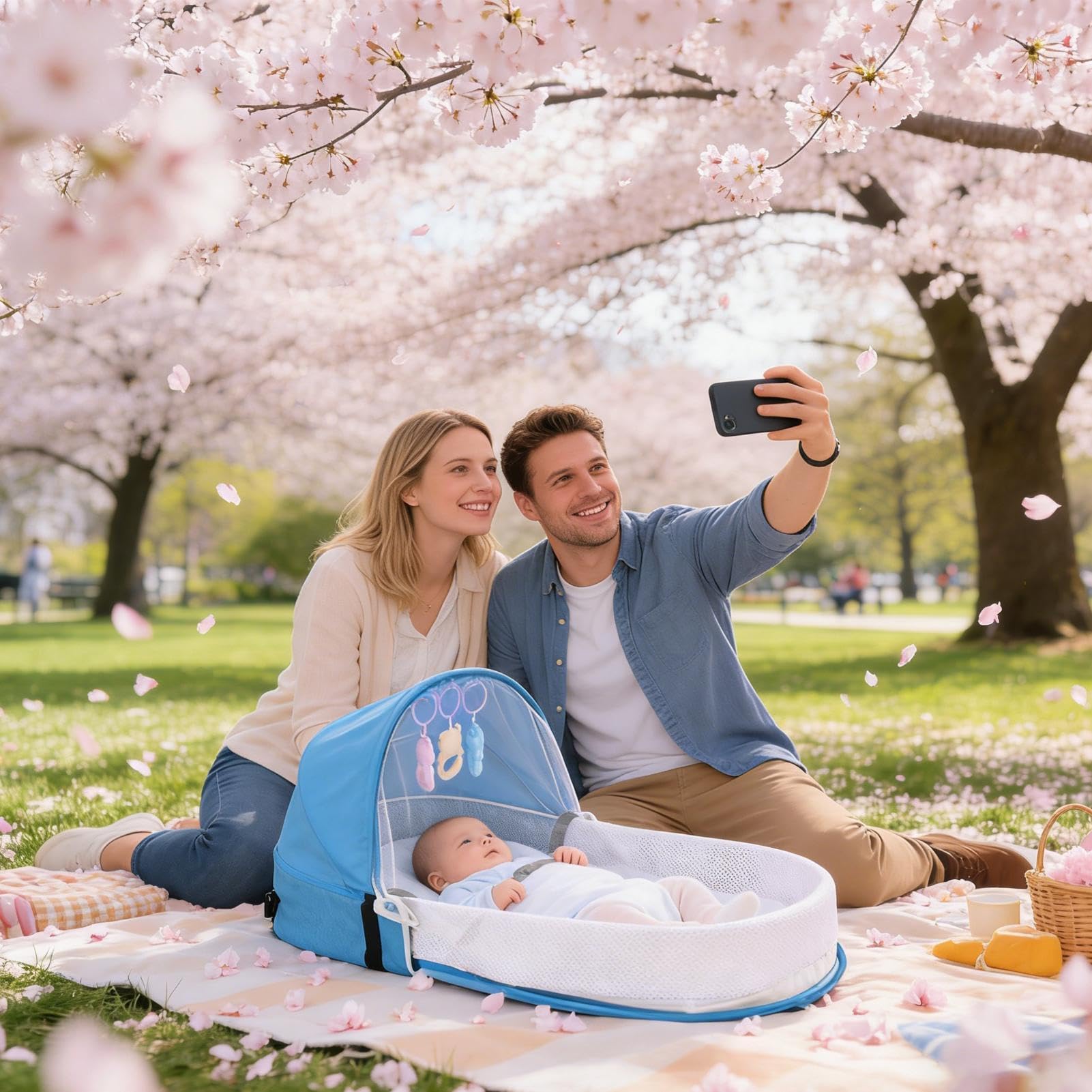 Lit de Voyage Pliable,Se Transforme en Sac de Transport avec Auvent et Barre à ,Lit Portable pour Dormir Bébé - pour Anniversaire Emménagement Fête des Mères Garçons Pique-nique Sorties en Famil
