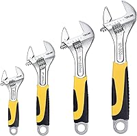 TOPLINE 4-Piece Adjustable Wrench Set (6-12 Inch) - Drop-Forged Steel, Bi-Material Non-Slip Handles for Home Maintenance & DIY