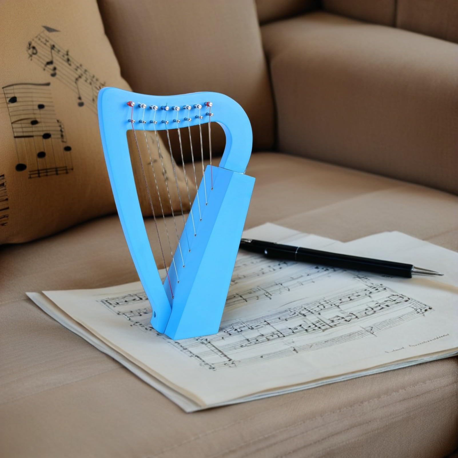 ibasenice Arpa Lyra Corde in Legno Portatile Strumento Musicale Classico per Principianti e Musicisti Design Compatto e Leggero per Esercitazioni Ovunque