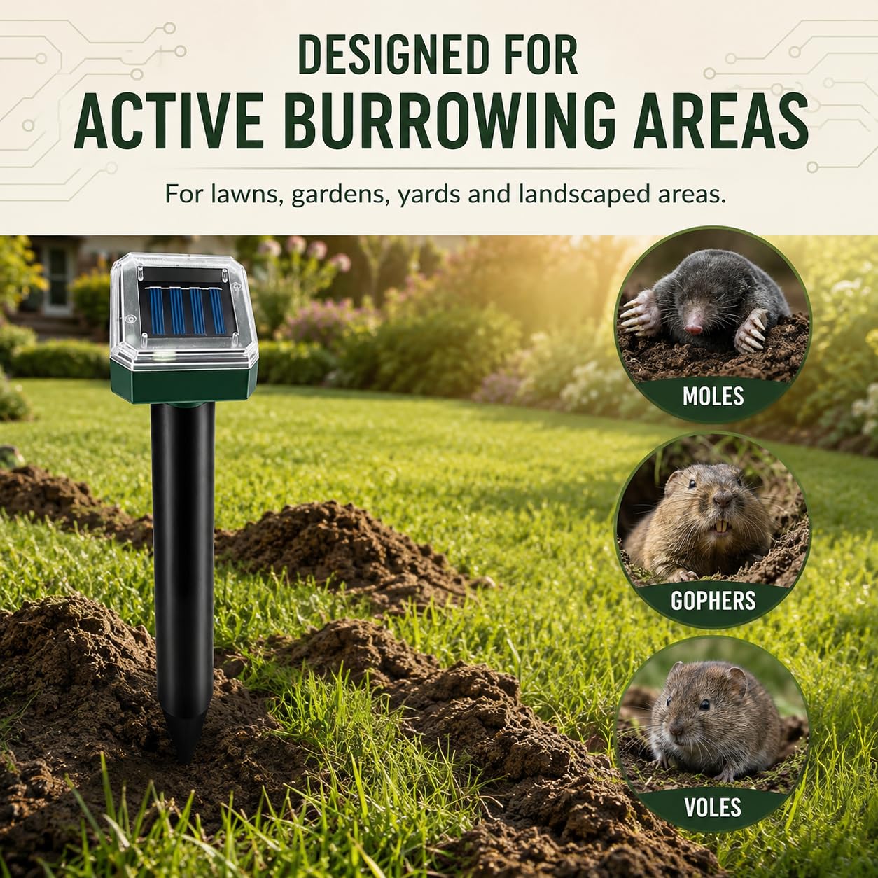 Solar Maulwurfschreck 10Pack Solarbetriebene Schlangenabwehr Outdoor, Gopher Abwehr für Rasen Garten Hof, Maulwurf und Wühlmausvertreiber Wasserdicht, Wirksam Abwehr Gophers Schlange