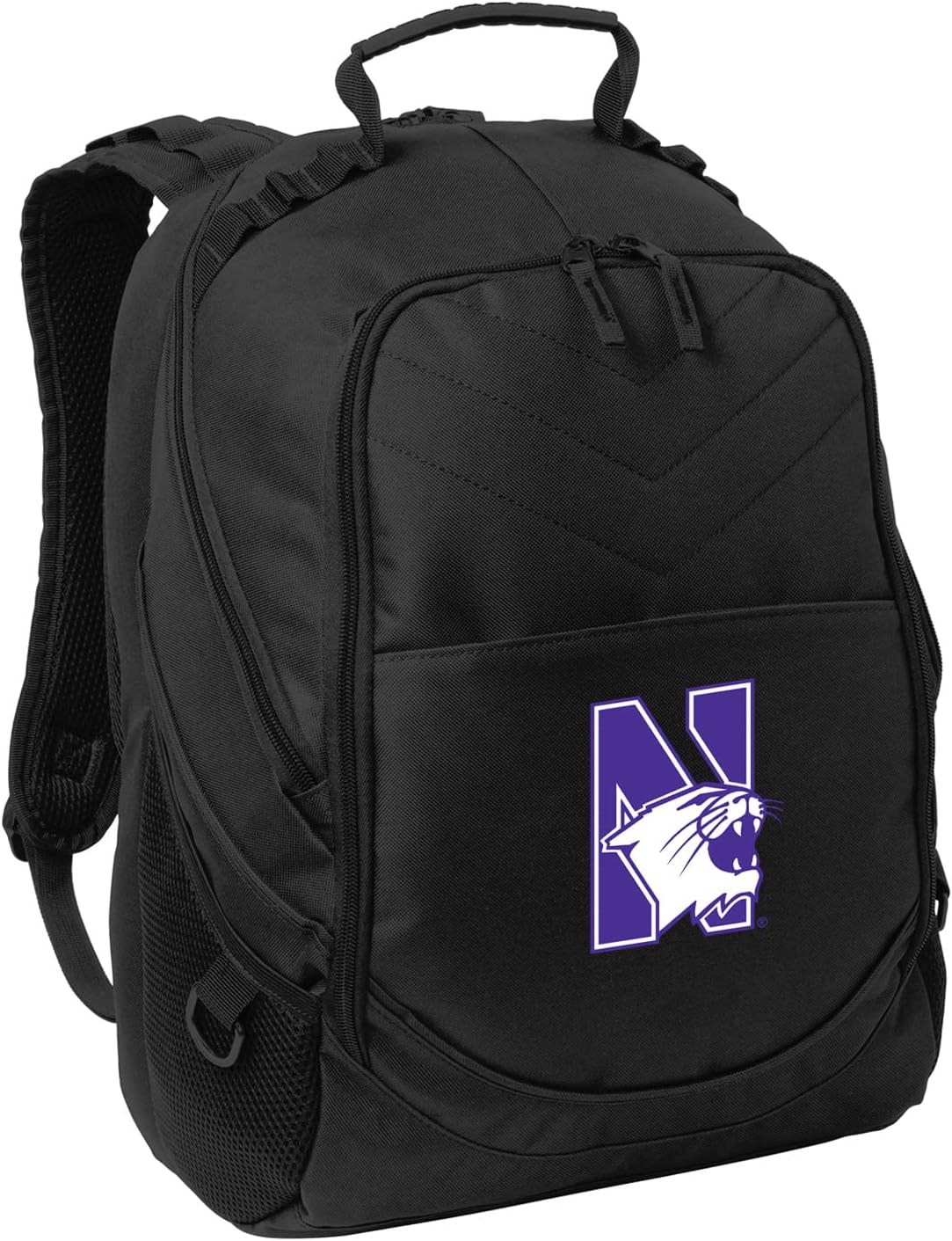 Broad Bay Northwestern Backpack Official NU Wildcats Laptop Computer Bag (Black & Gray)