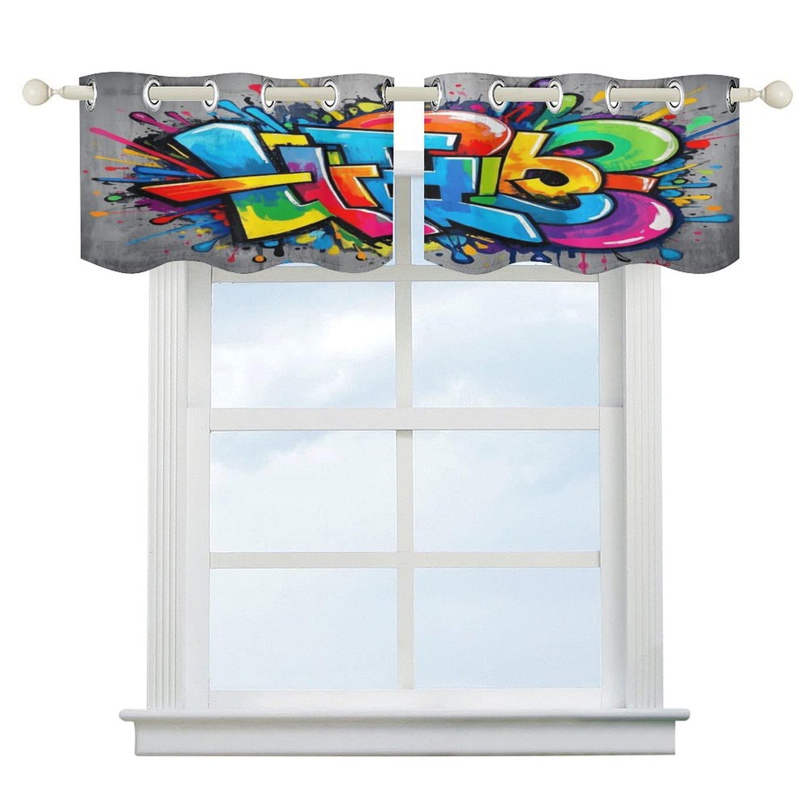 Fekiloot Style Graffiti Short Curtains Valance Curtain