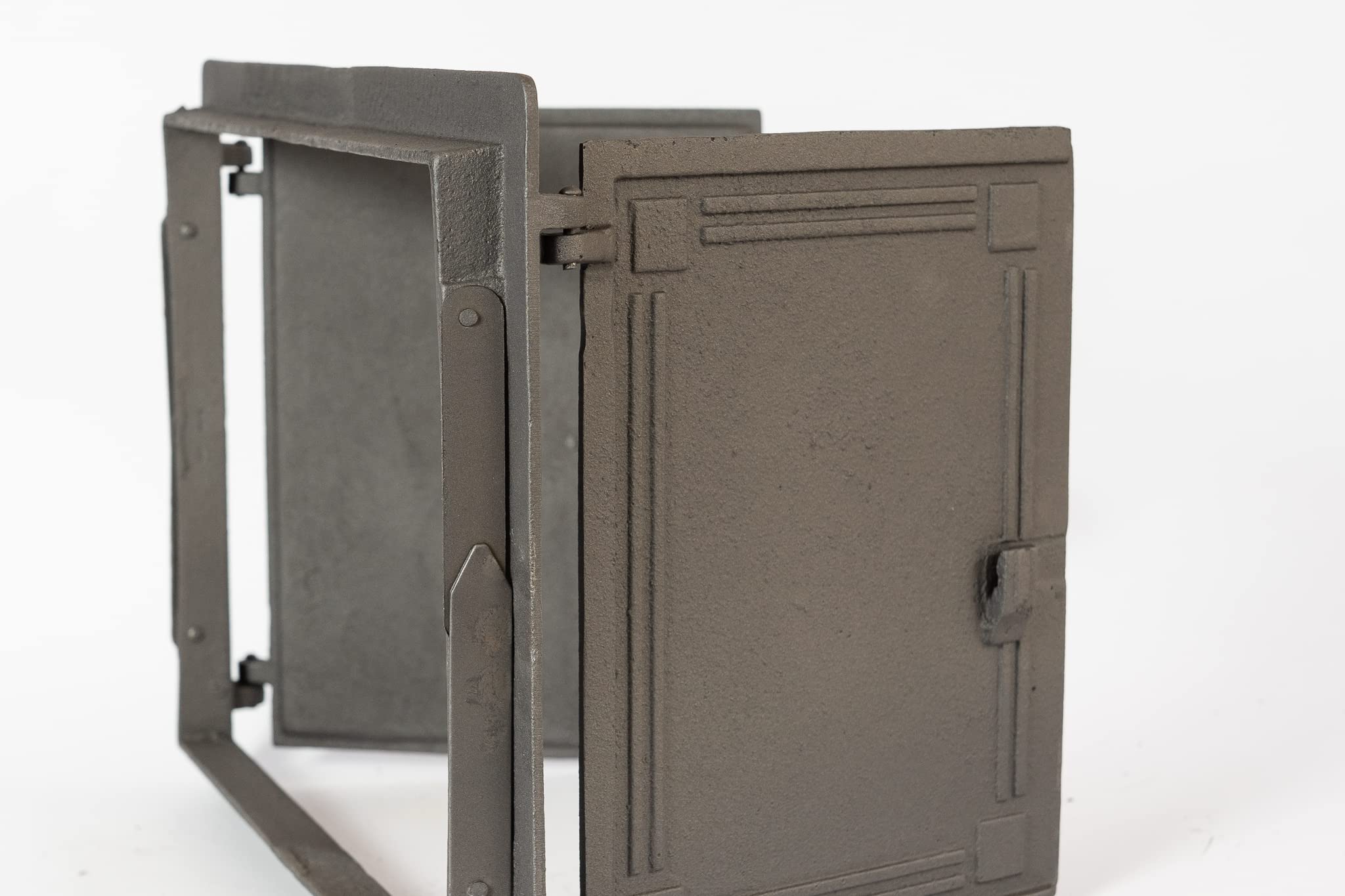 Sezam, Puerta de horno de hierro fundido, puerta doble para horno de pizza de 48 x 32,5 cm, con termómetro de 500 C, horno de pan, cocina de jardín y cámara de ahumado, color grafito