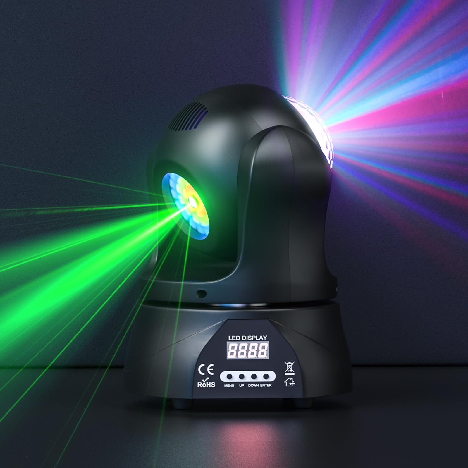 Mini Discoteca Testa Mobile, RGBW LED Effetto Caleidoscopio Bifacciale Moving Head 4 Modalità di Controllo per Partito Palcoscenico Bar Matrimonio Dal Vivo