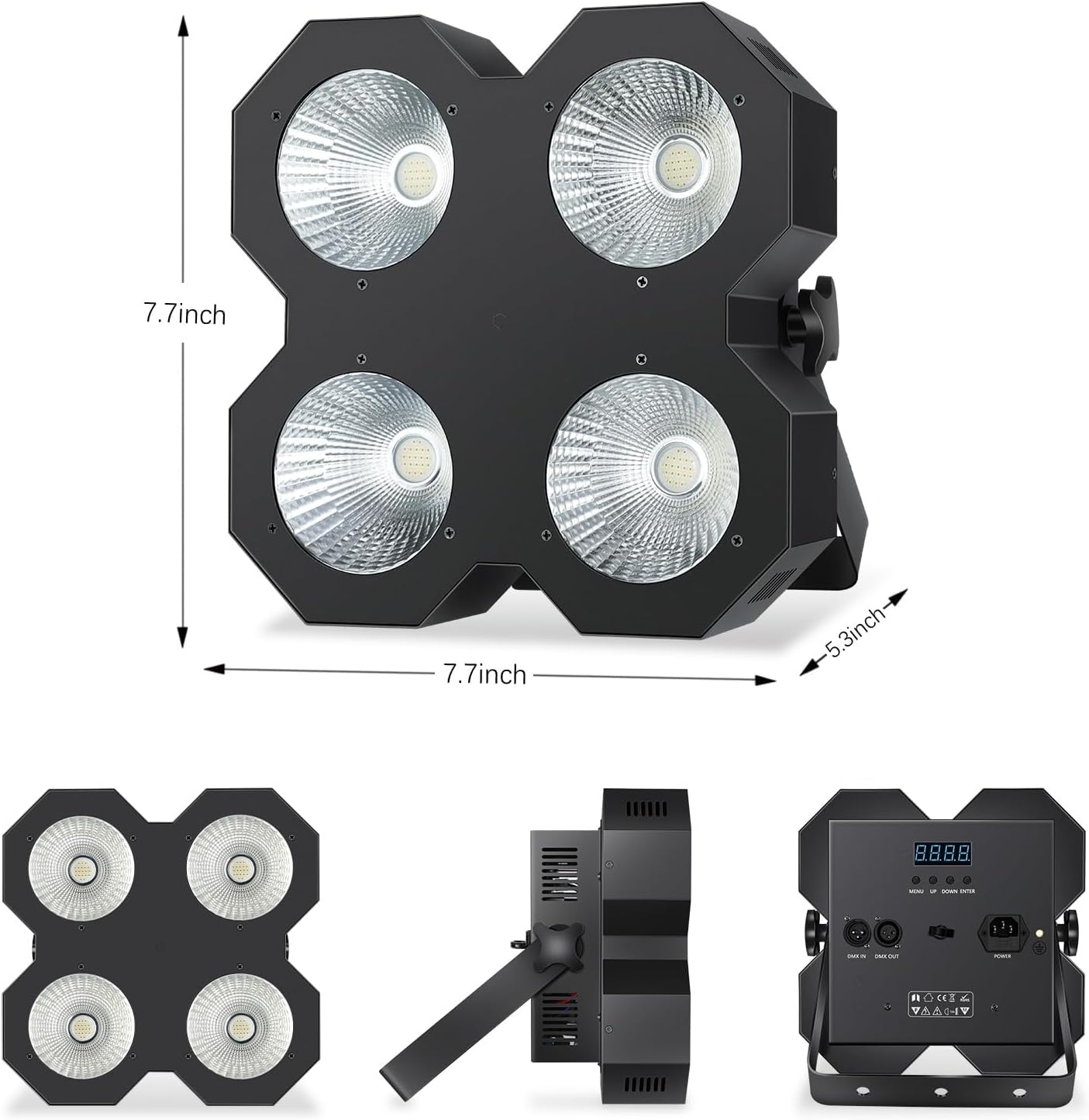 LED Stage Blinder Lights,200W RGBW COB Stage Par Lights, DMX/Master-Slave Stage Par Can Light Uplighting, Blinder & Strobe Stage Lighting for Church Wedding Concert Theater Show