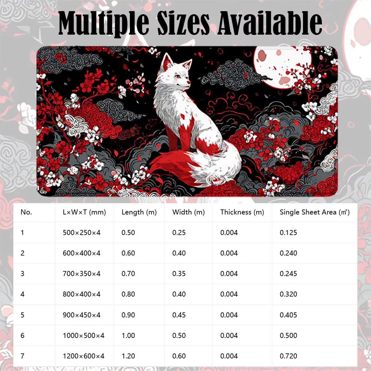 Tappetino Mouse Gaming XXL, Mousepad 1200x600x4mm animale Giappone 0x0-129 | Tappetino Scrivania con Base in Gomma Antiscivolo Bordi Cuciti per Computer, PC, Migliora la Precisione e la Velocità