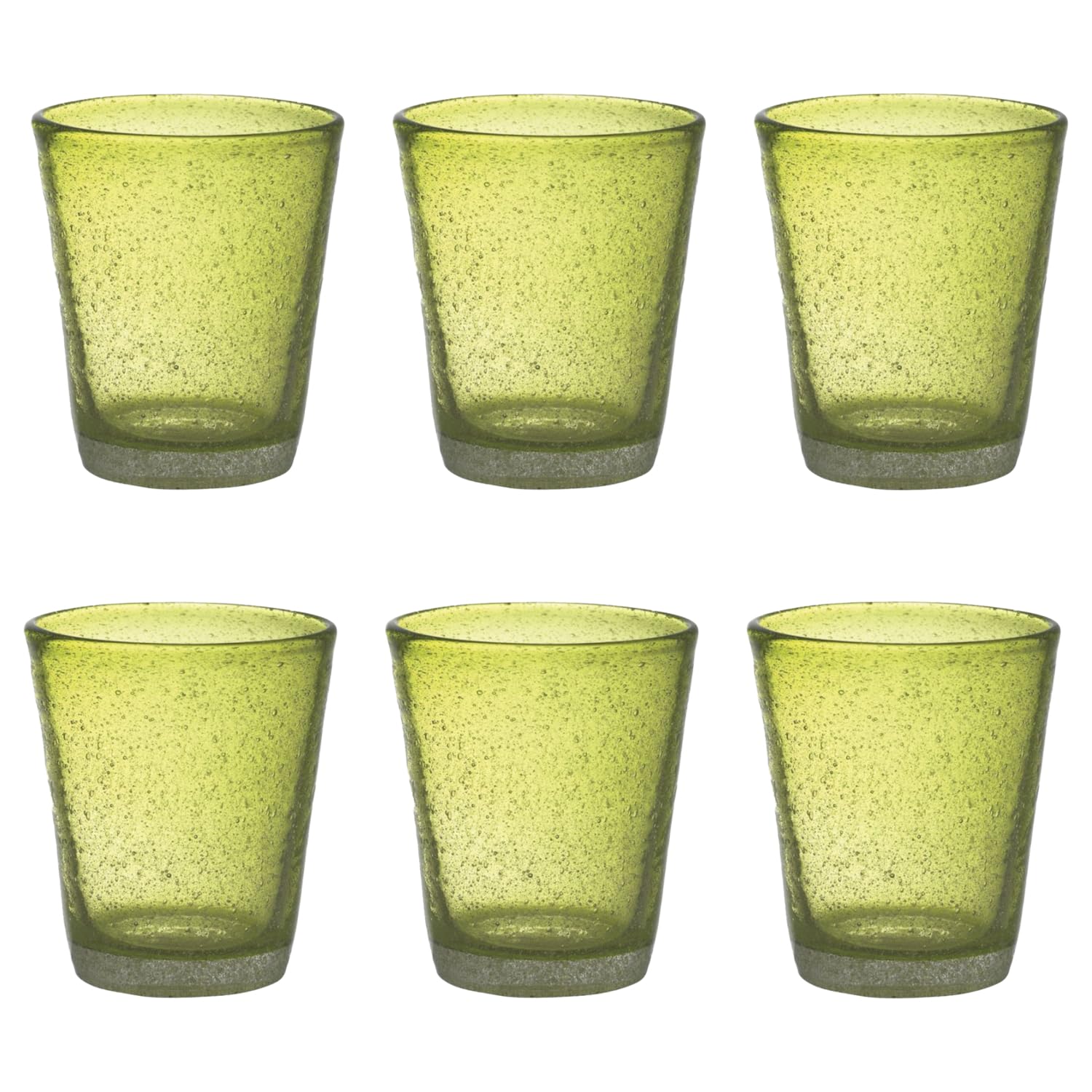 Livellara Trinkgläser, mundgeblasenes Glas, 6er-Set, bunt, modern, besonders, Fassungsvermögen 450 ml, hitzebeständig, für Wasser, Cocktails, Säfte, Pistazie