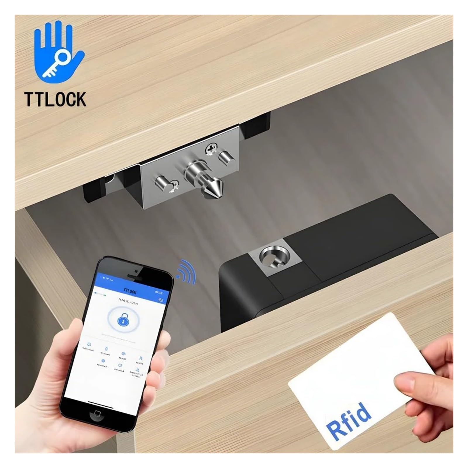 Inteligentny zamek, blokada linii papilarnych, elektroniczny zamek do szafki Inteligentne zamki NFC RFID Ukryty zamek do szafki DIY z zamkiem zatrzaskowym do szuflady szafki z podwójnymi drzwiami z dr