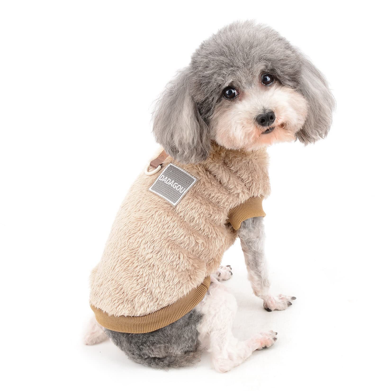 Zunea Pull-Overs en Polaire pour Petits Chiens Manteau d'hiver Chaud Doux et Pelucheux avec Anneau en D pour Harnais et Laisse Chiot Chien/Chat Veste Vetement pour Chihuahua Yorkshire Marron S