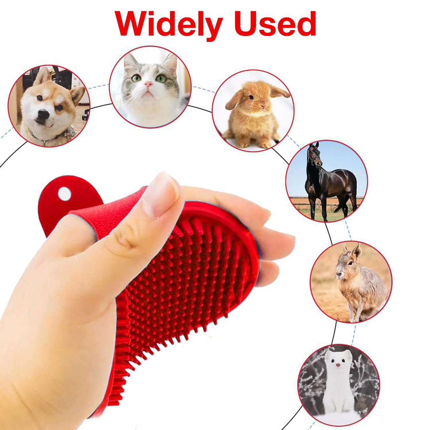 Petbabas Pet Grooming Brush | Soothing Massage Rubber Bath Comb | Shampoo Washing Shower Brush | Grooming Pet Glove with Adjustable Strap | Deshedding Brush for Long Short haired Pets 3