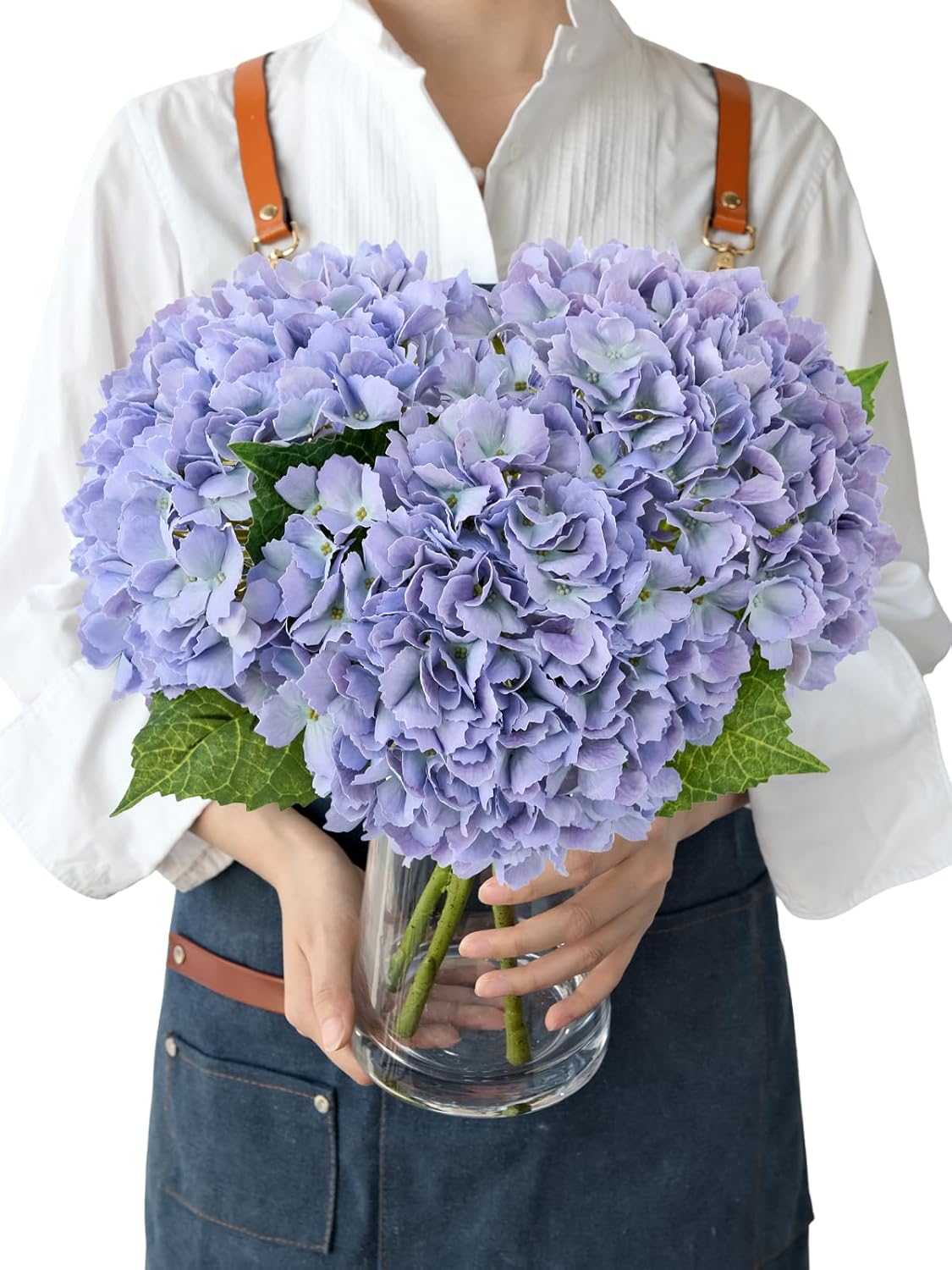 JINWOE Boho Hydrangea Artificial Flowers,3pcs 21" Latex Real Touch Flowers, Faux Flowers Fake Artificial Hydrangeas with Stems for Bouquet Table Centerpieces （Light Purple）
