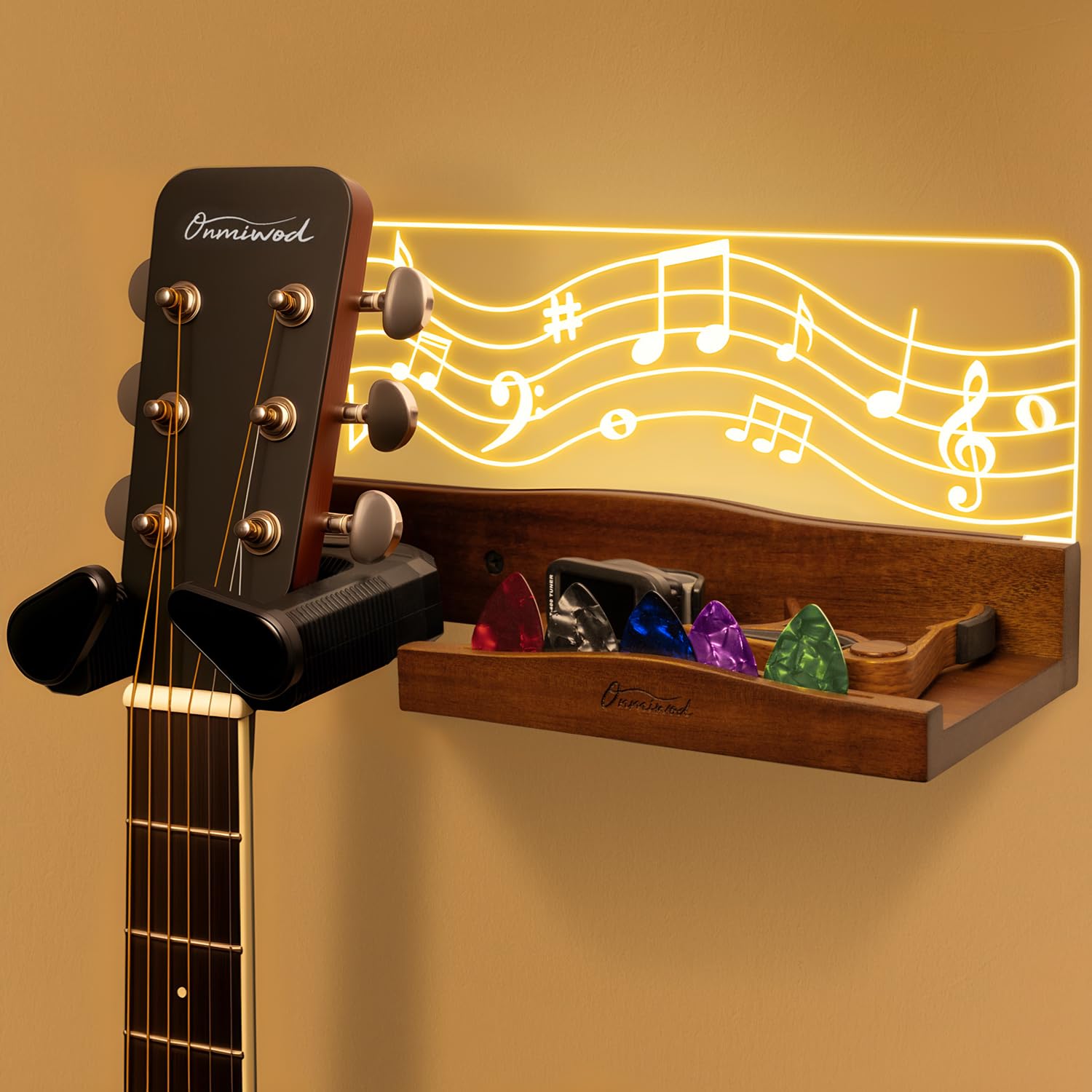 Onmiwod Guitar Wall Mount with LED Light