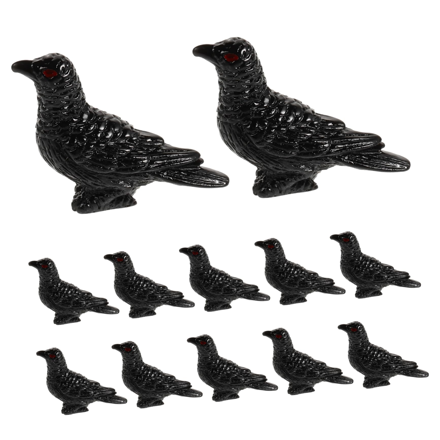 Toyvian 12pcs Halloween Microscape Miniature Crow Figurine Tabletop Ornament Mini Bird Figurines Halloween Mini Crow Bird Adornment Miniature Ornament Desktop Resin Black