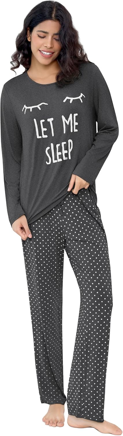 Joyaria Lightweight Bamboo Viscose Pajamas Women Cooling Sweat Wicking Long Sleeve PJs Set Sleepwear S-XXL - Image 5