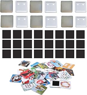 100 Set 2'' x 2'' Square Fridge Magnet Button Making Supplies for Button Press Machine, DIY Square Photo Picture Magnet Button