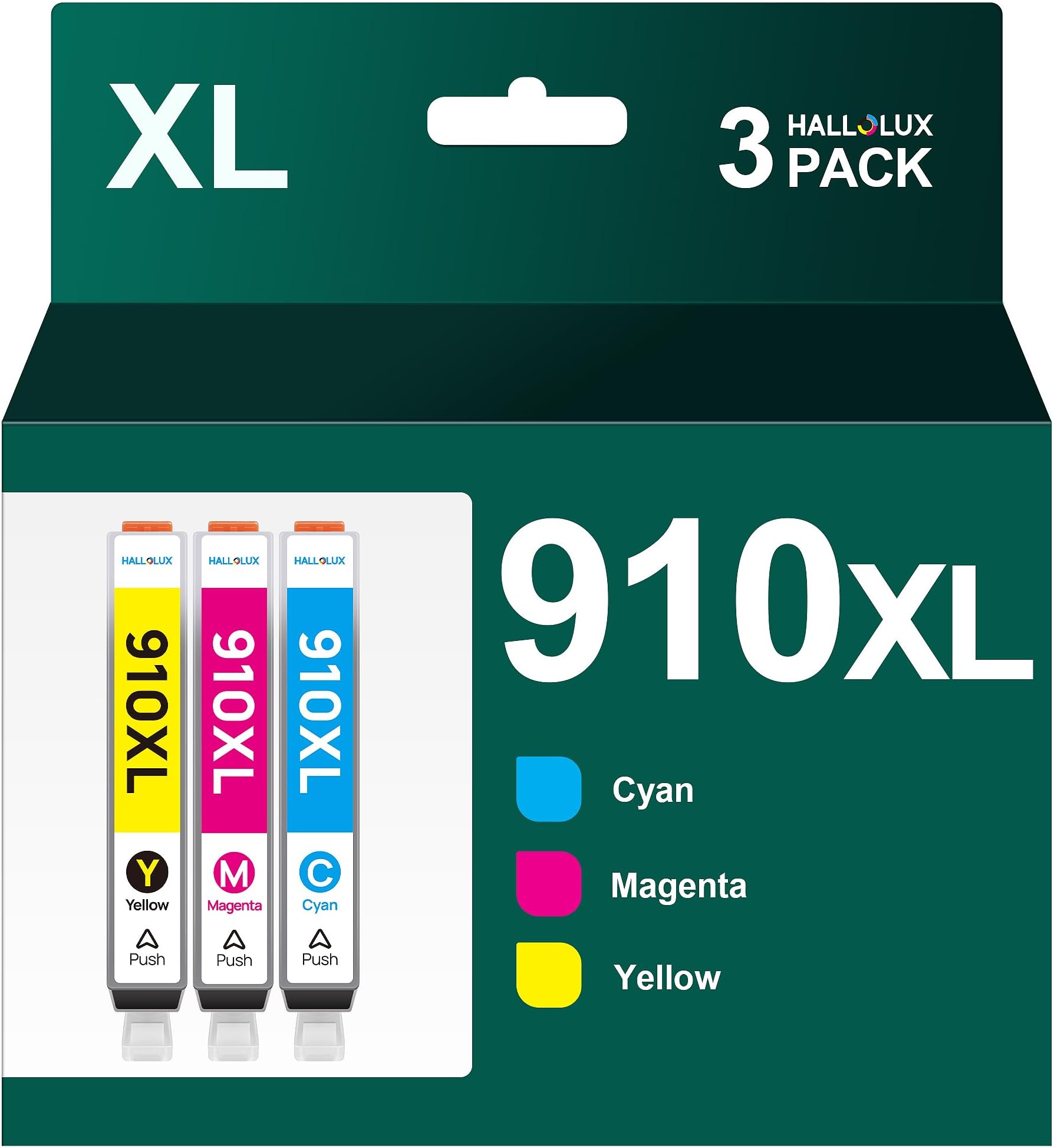 HALLOLUX910XL Ink Cartridges for HP Printer for HP 910XL Ink Cartridges Combo Pack Compatible with Officejet Pro 8028 8025 8035 8010 Printer (3 Color Pack 910 Ink Cartridges)