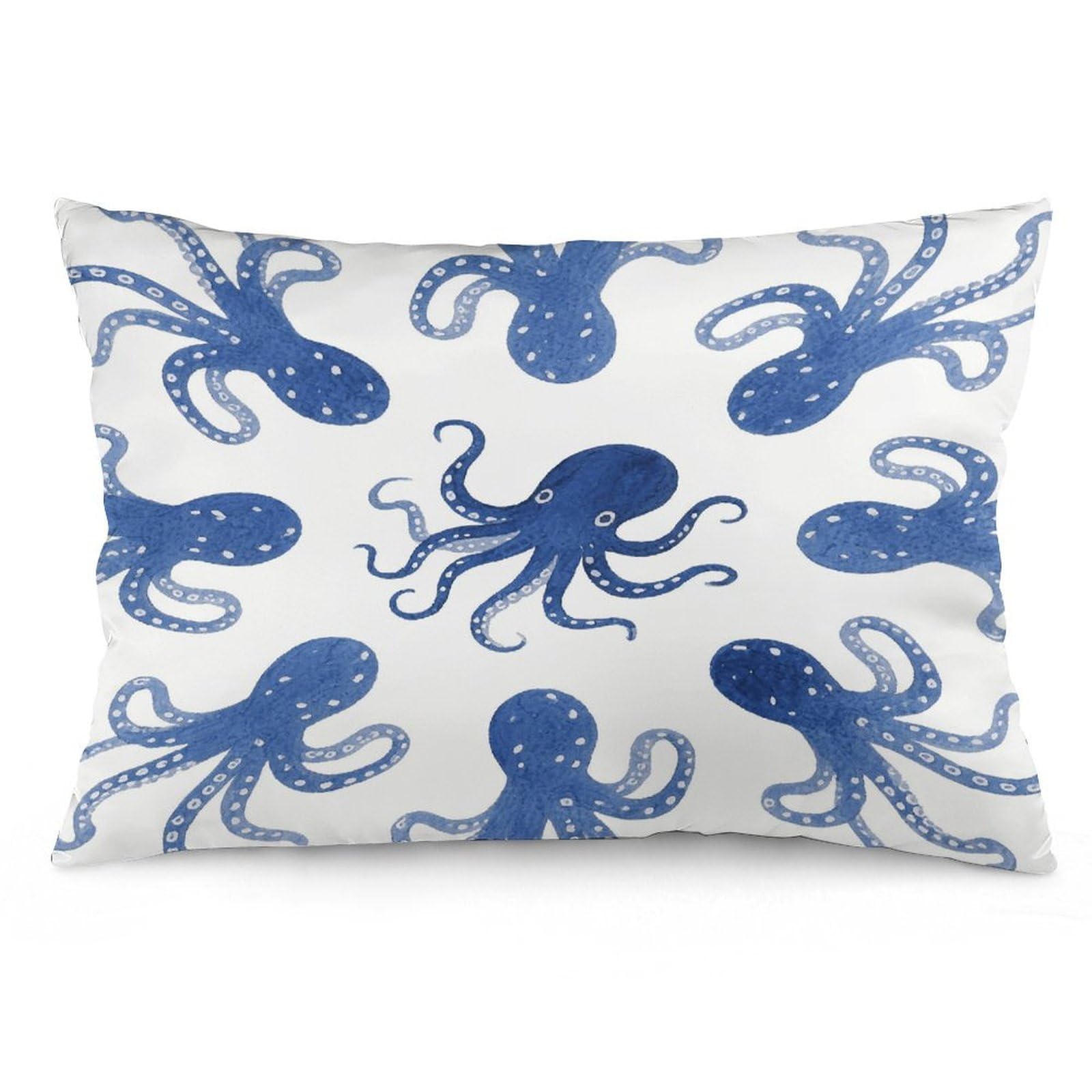 Blue Octopus Throw Pillow Cover Soft Lumbar Pillow Covers with Zipper Breathable Rectangular Cushion Case Polyester Pillow Case Decorative Body Pillow Cover for Couch Bed