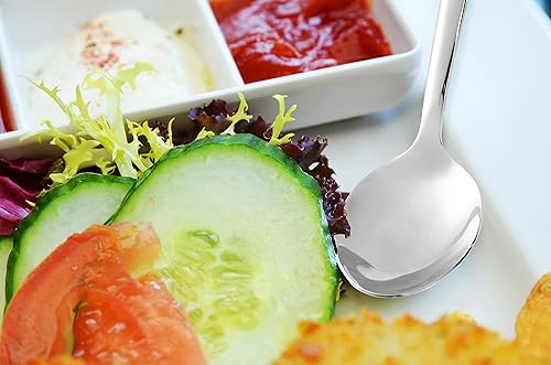 Miniatura 4 de RTT - 2 cucharas de servir, 2 cucharas de servir ranuradas, 2 tenedores de servir, de acero inoxidable de 9 pulgadas, utensilios de servicio para