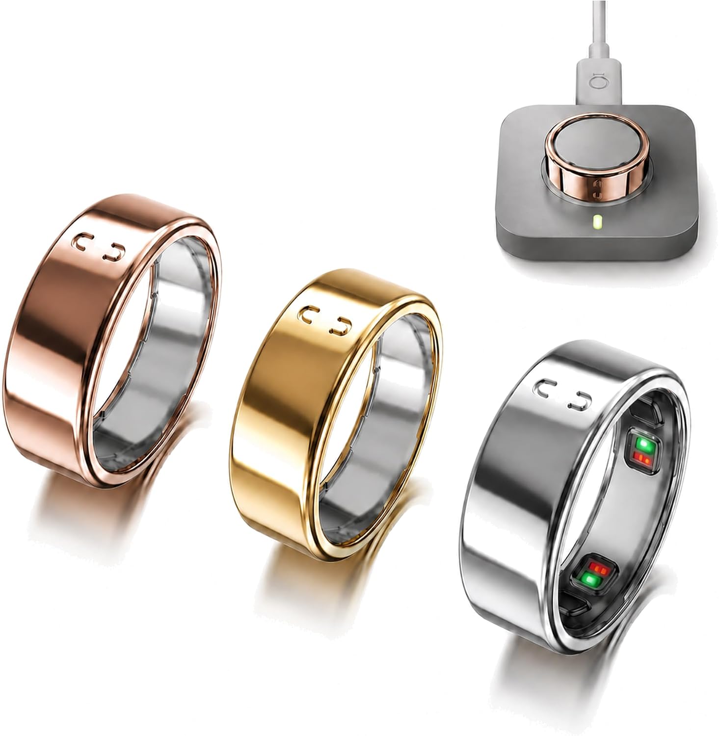 3 Pack TPU Cover for Oura Ring 5 (Gold/Silver/Deep Rose, Size 7)
