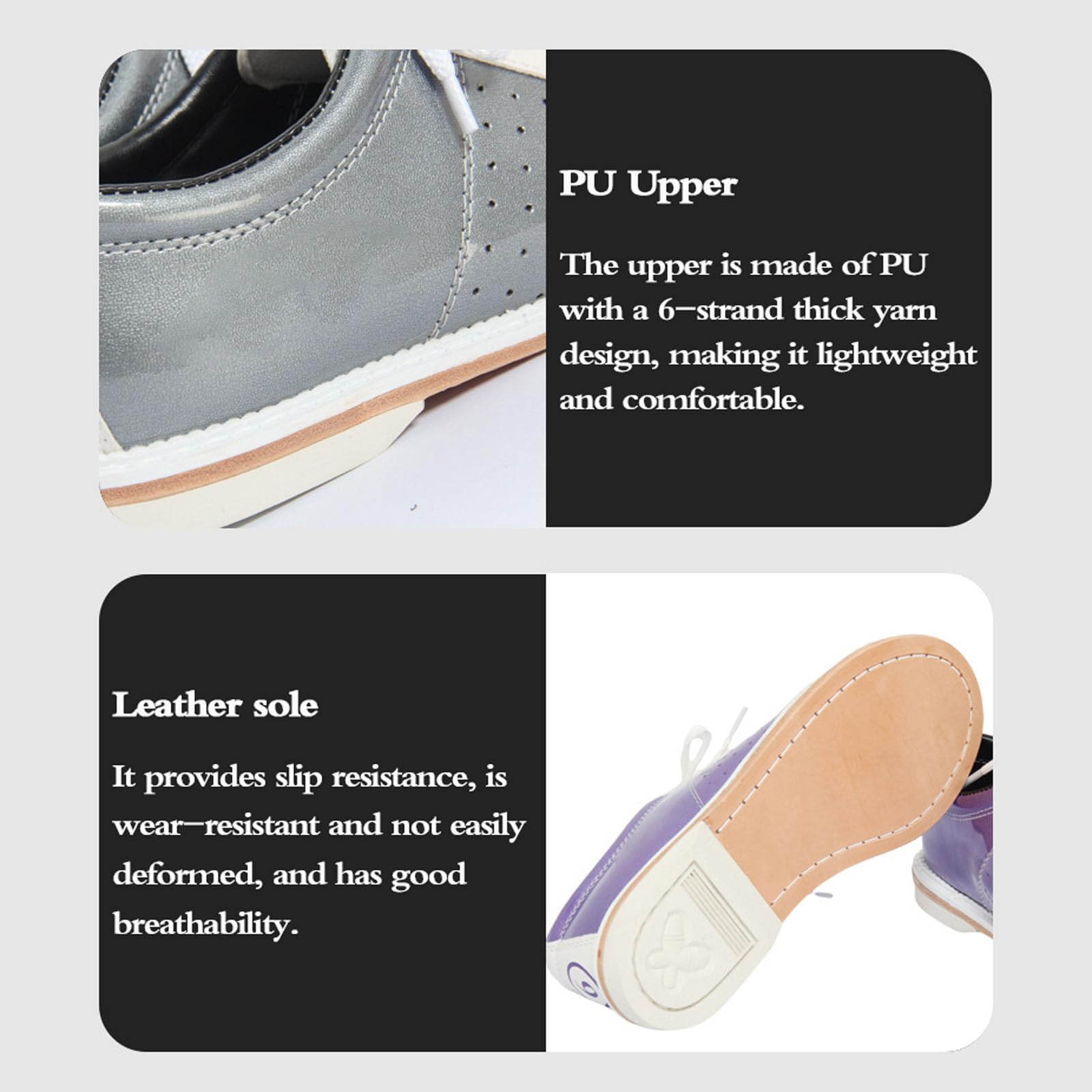 Scarpe da Bowling Leggere E Traspiranti,Scarpe da Bowling per Uomo da Donna,Facile da Pulire,Antiscivolo,Materiale in Pelle,Fori di Ventilazione,Adatte A Tutti I Livelli