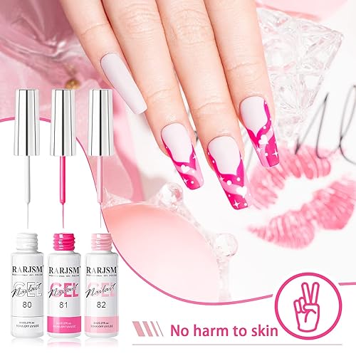 Miniatura 3 de RARJSM Juego de 6 esmaltes de gel para arte de uñas, color popular, negro, blanco, rosa, rojo, brillantina, plata, oro, curado, requiere remojar,