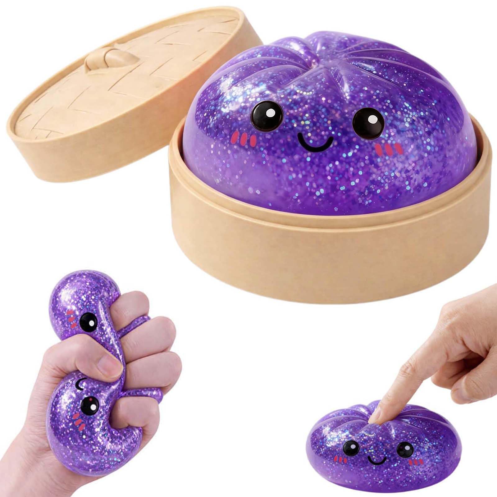 Dumpling Bao Squishy Toy, Glitter Dumpling Giant Squishy Fidget Toys, Viral Mystery Box Dumplings Squishies for Kids and Adults, Blind Box Stress Balls for Anxiety Relief