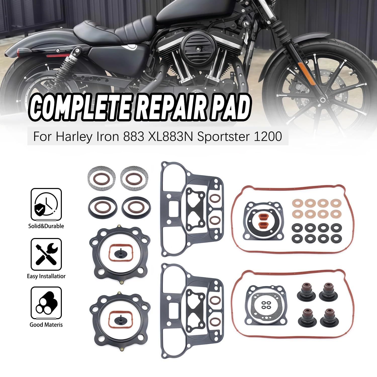 Kit revisione completo motore Adatto per Harley Sportster 1200 XL 50 883 Roadster XLR Forty-Eight Special XLXS Kit set guarnizioni coperchio frizione primaria Guarnizioni motore per moto