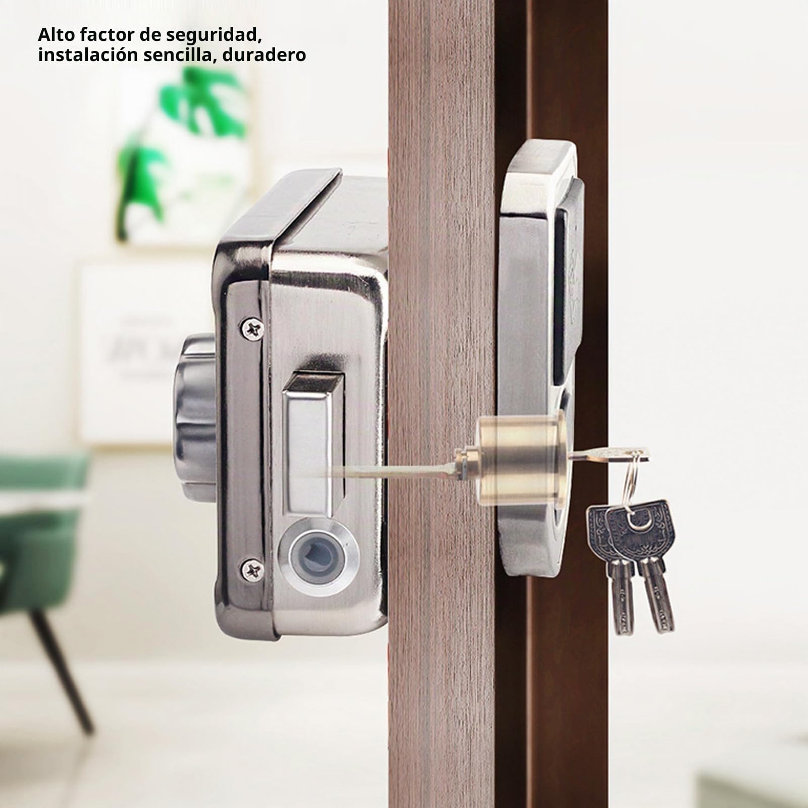 Ejoyous Cerradura de Puerta Electrónica con 2 Controles Remotos, Cerraduras Inalámbricas Cerradura de Seguridad con Pilas para el Apartamento del Hotel en Casa con Llavero de