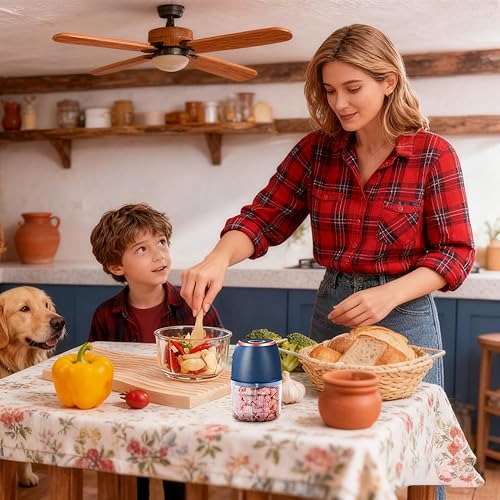 Miniatura 5 de Picadora eléctrica de ajo, capacidad de 11.8 fl oz, ABS + acero inoxidable, procesador de alimentos, máquina trituradora de cebolla, multiuso, para