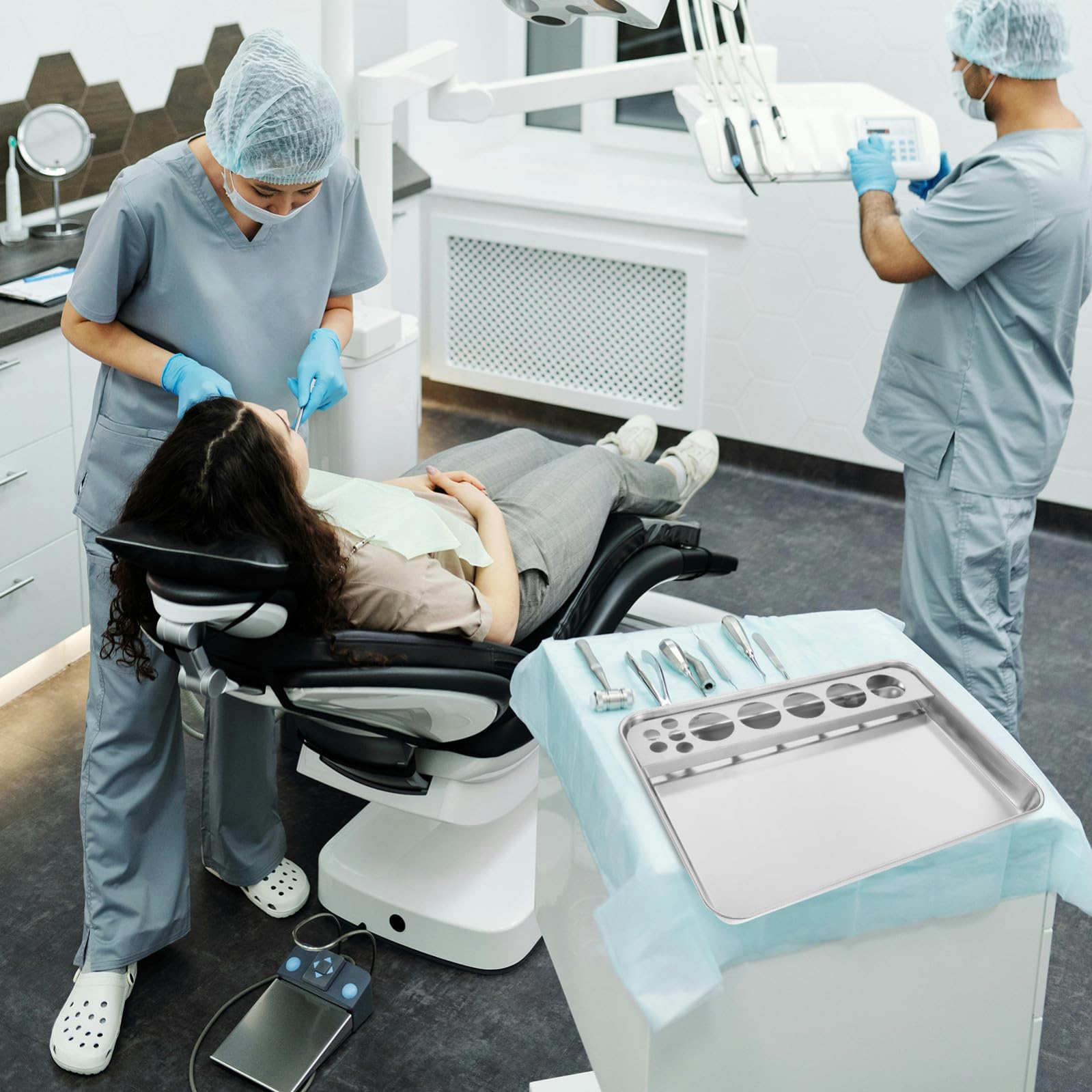 jojofuny Vassoio per Medicazione Infermieristica in Metallo Inossidabile 304, Vassoio per Cambio Medicazioni e Preparazione Iniezioni, Contenitore per Strumenti Medici Ospedalieri,