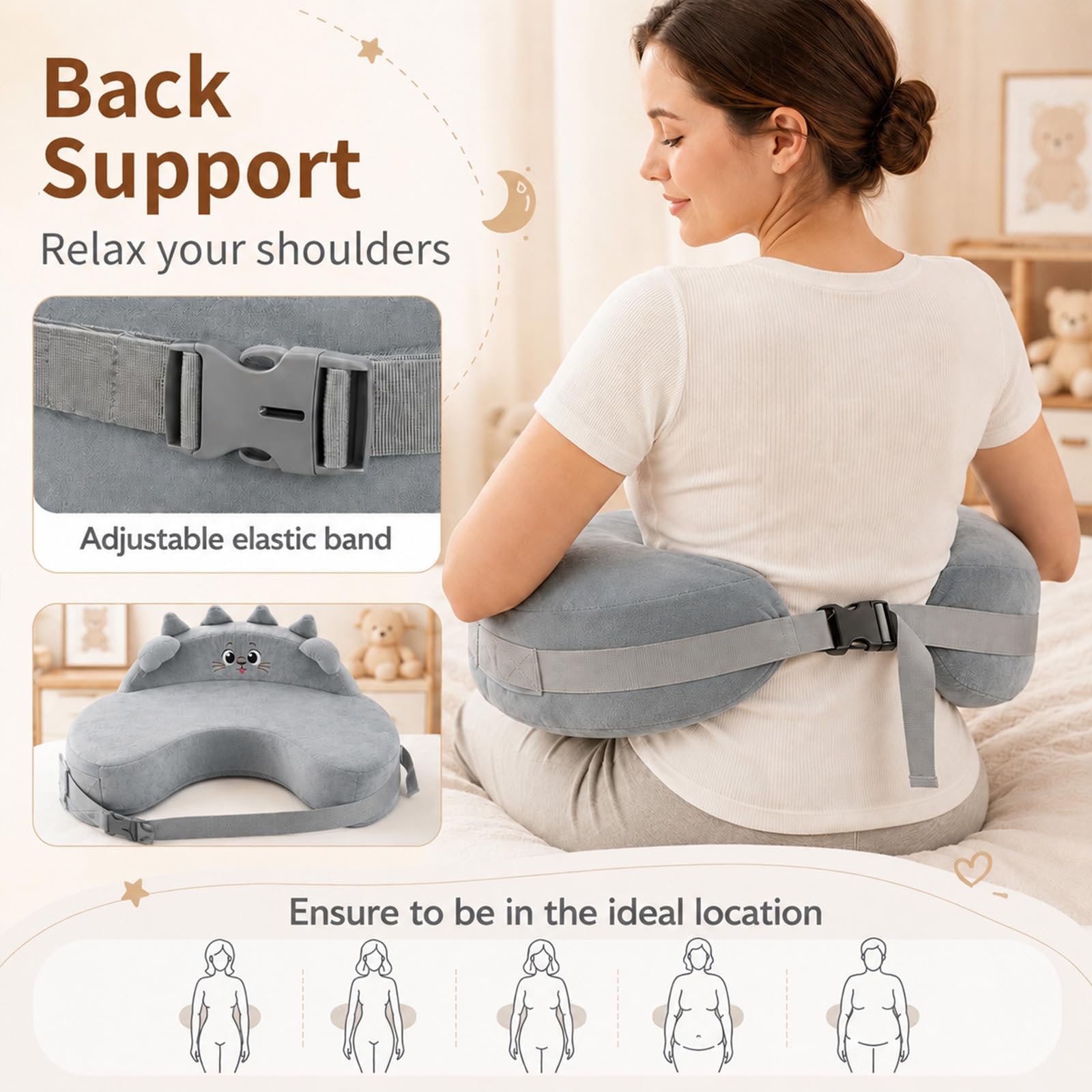 Coussin d'allaitement à Rebord de Sécurité, Petit Coussin d'allaitement en Mousse à mémoire de Forme, réglable avec Housse en Coton Amovible, coussind'allaitement Ergonomique et de Soutien