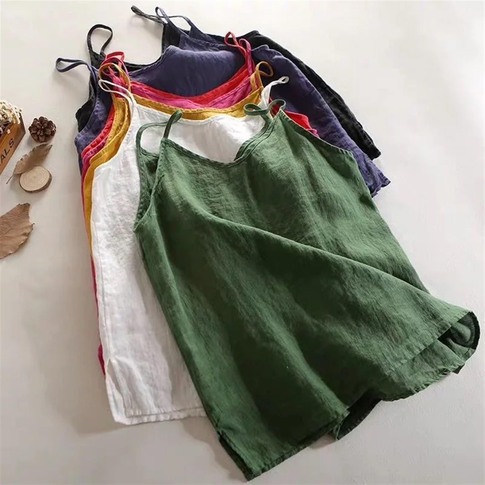 Camisola delgada y suelta para mujer, chaleco sin mangas con cuello en V, camiseta casual de verano, diseño simple a juego