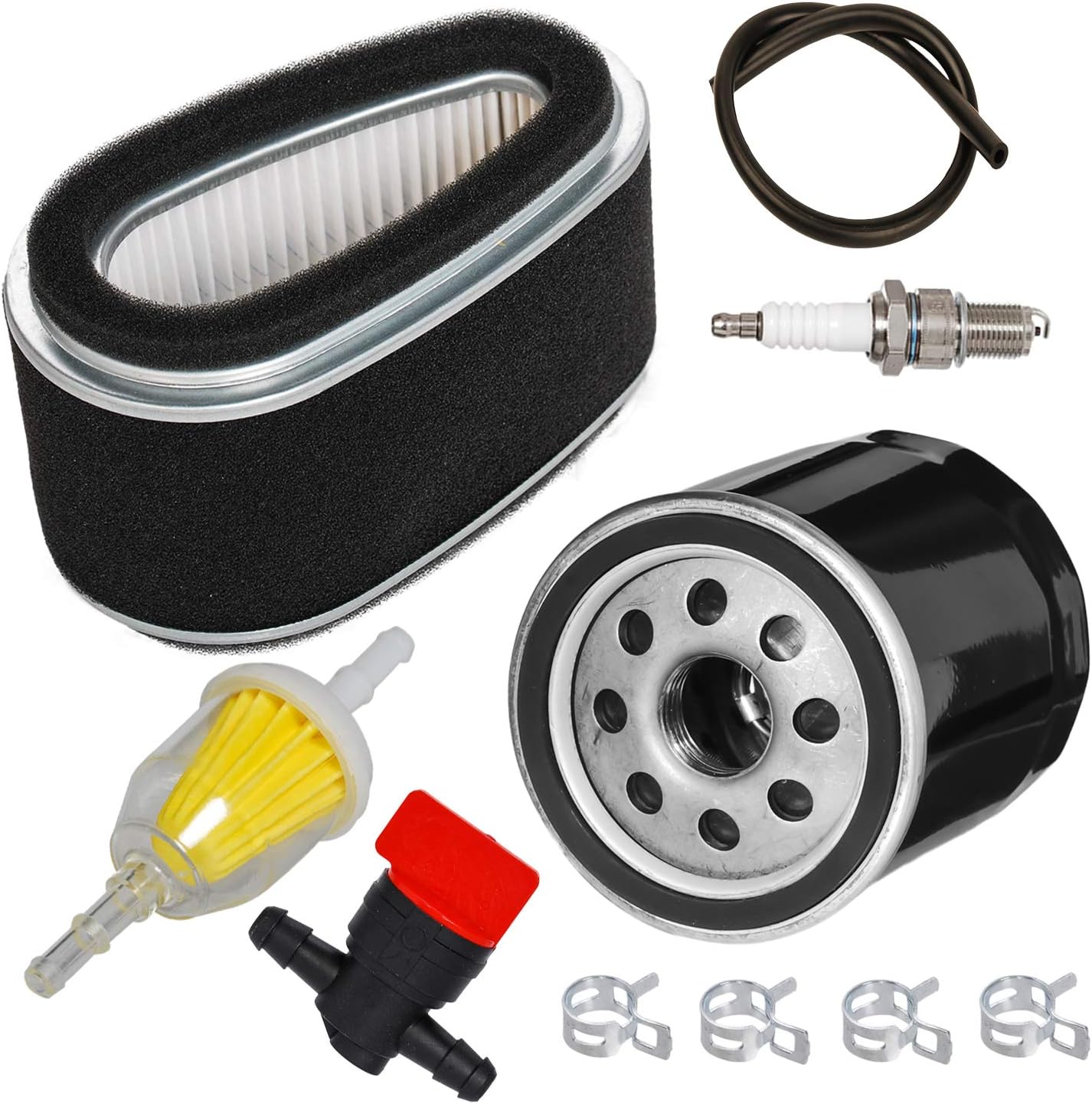 HIFROM Air Pre Filter Combo Spark Plug Oil Fuel Filter Shut Off Value Tune Up Kit Compatible with John Deere GX70 GX75 RX75 SRX75 RX63 RX73 RX75 RX95 130 160 165 Riding Lawn Mower M70284 M70283