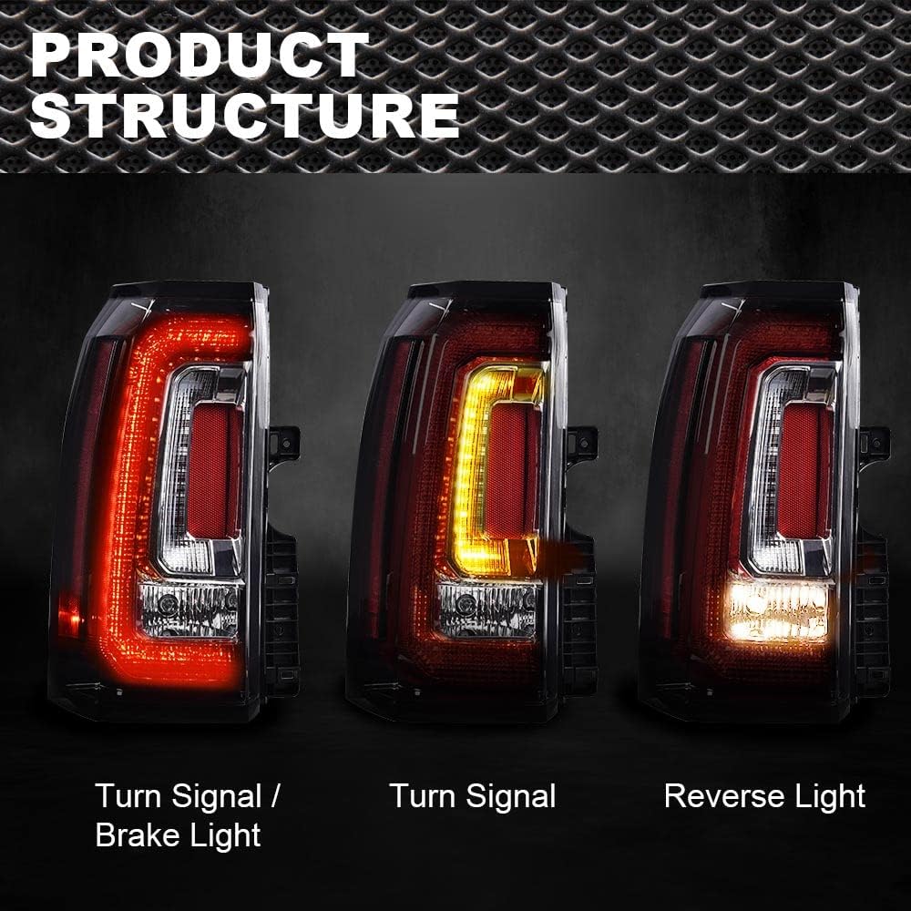 CROSSDESIGN LED Rear Tail Lights Assembly W/Bulb Left Driver Side Compatible with GMC Yukon/Yukon XL 2019-2020,Fit GMC Yukon/Yukon XL (submodel: Denali, SLE, SLT) 2015-2018