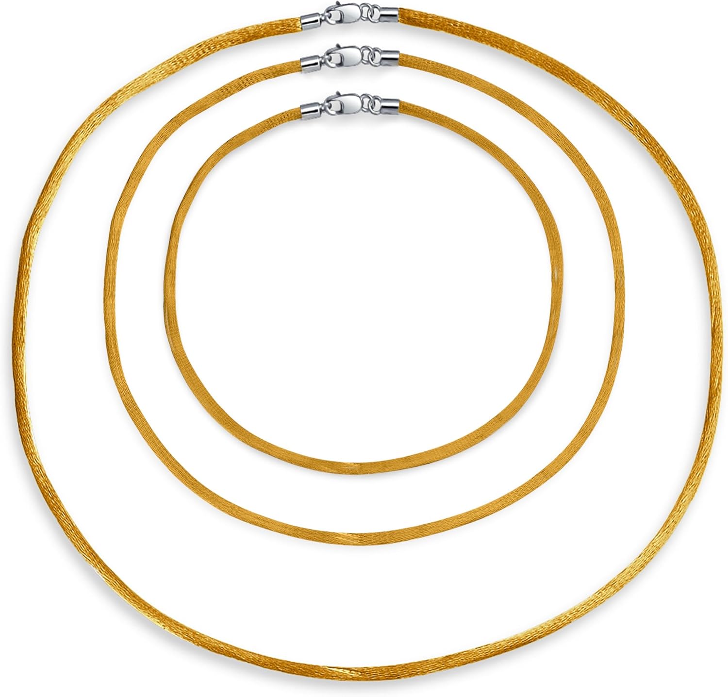Nenalina Collana da donna in seta con cordoncino di seta da 2 mm, nero, per ciondoli, collana in tessuto con chiusura a moschettone in argento Sterling 925 placcato oro