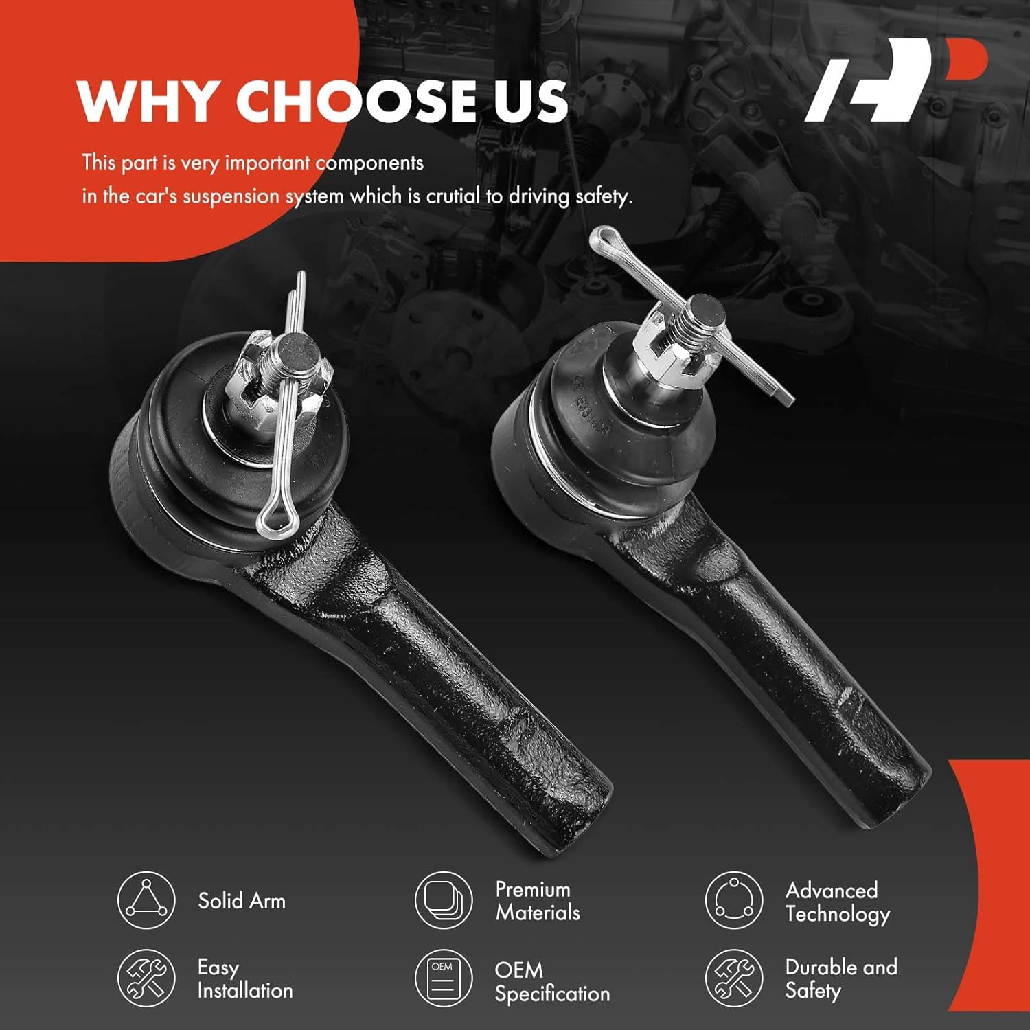 A-Premium 2 x Front Outer Tie Rod Ends, Compatible with Honda Fit 2007 2008