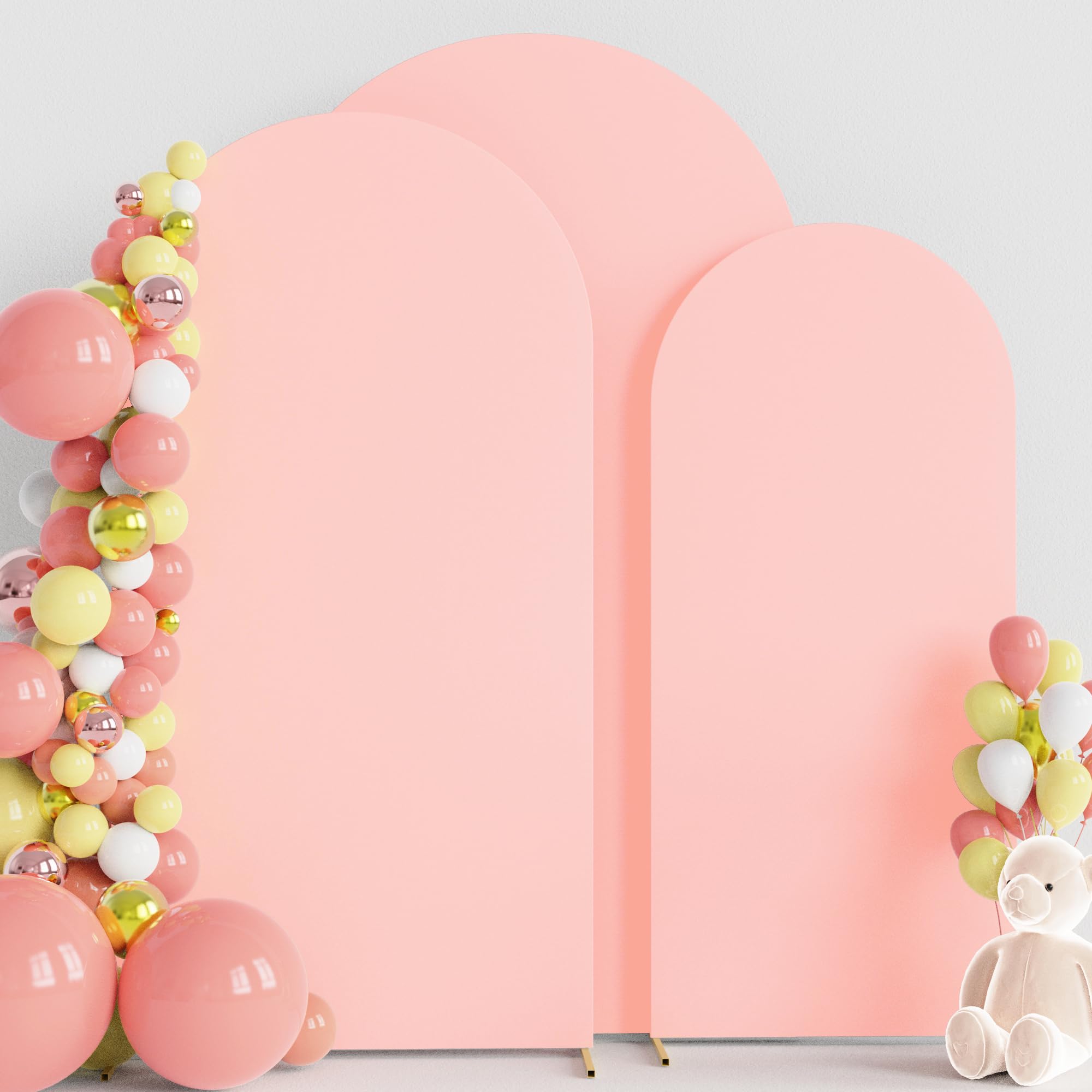 Arch Backdrop Cover Blush Pink Arch Cover Strethy Backdrop Set of 3 | 7.2FT,6.6FT,6FT Spandex Fitted Balloon Arch Cover Round Top Chiara Backdrop Cover for Wedding Birthday Party Banquet Decor