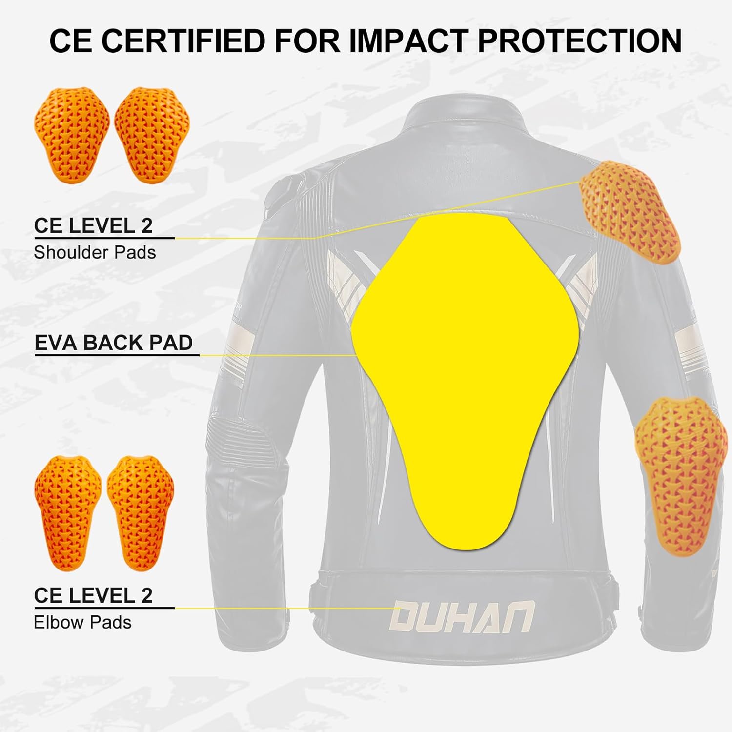 DUHAN Men's Leather Motorcycle Jacket, 3-in-1 Waterproof Windproof Riding Jacket with CE Level 2 Armor - Image 5