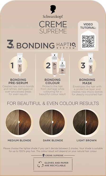 Schwarzkopf Creme Supreme 7-57 Golden Copper Dark Blonde, Permanent Hair Dye, Caring Hair Dye Colouration with 3-Step Bonding System Against Damage, 100% Grey Coverage