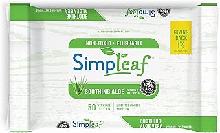 Simpleaf Flushable Wet Wipes | Eco- Friendly, Paraben & Alcohol Free | Hypoallergenic & Safe for Sensitive Skin | Soothing Aloe Vera & Vitamin E Formula | (50-Count) 1 Pack