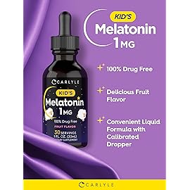 Carlyle Kids Melatonin Liquid | 1 fl oz | Two Pack | Fruit Flavor | Drug Free Childrens Supplement