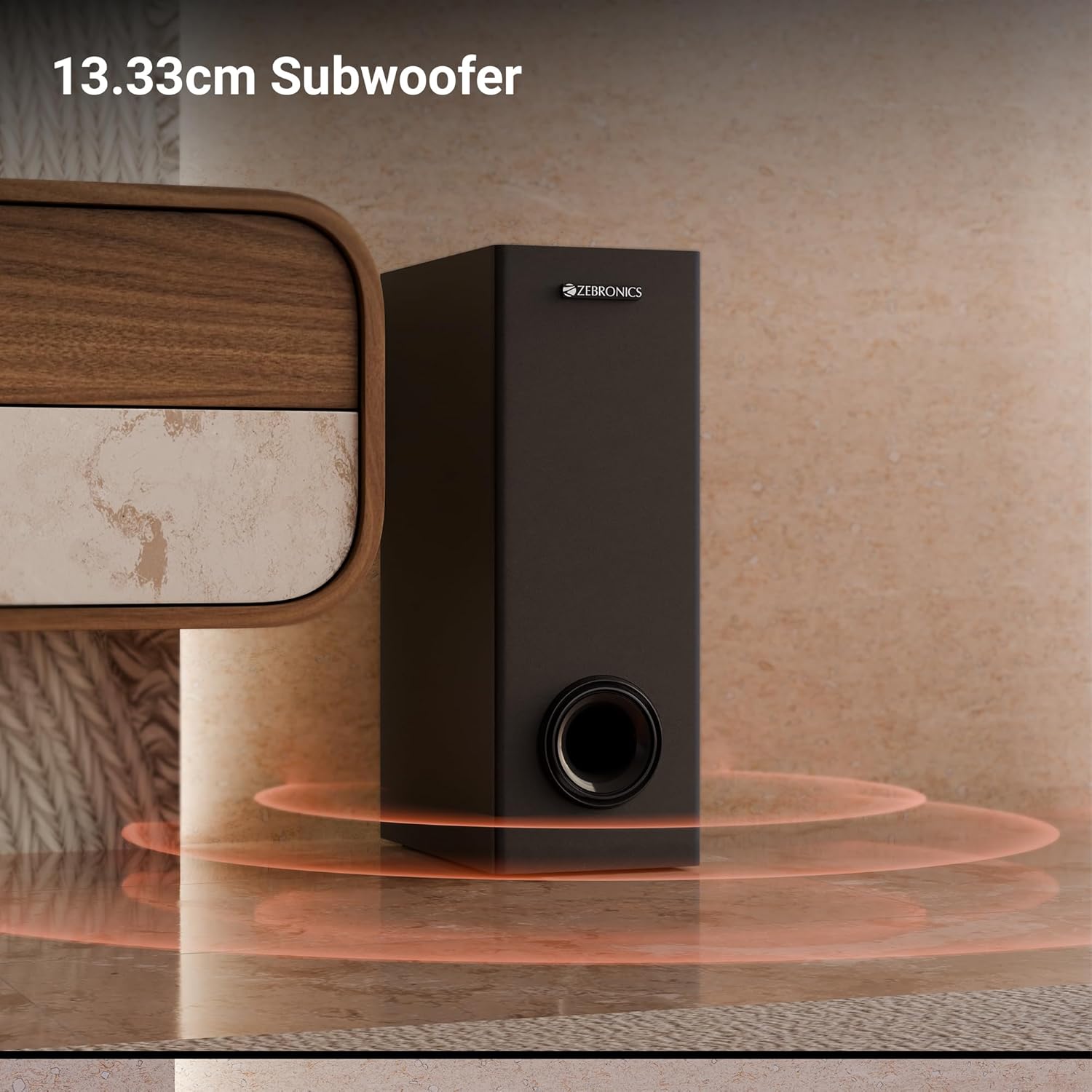 Close-up of the 13.33cm subwoofer