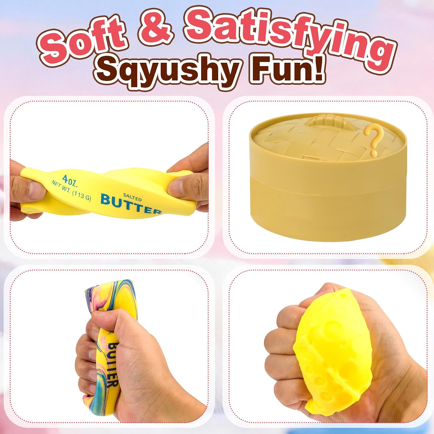 5 Pack Squishy Toys Kit | Random 5 of 9 Colors,Stress Balls for Kids & Adults, Party Favors, Classroom Gifts