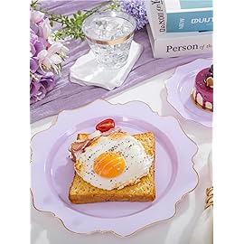 WDF 175Pcs Purple Plates Disposable - Lavender Plastic Plates 25guest Plastic Dinnerware Ideal for Birthday Party/Wedding/Spring/Picnic