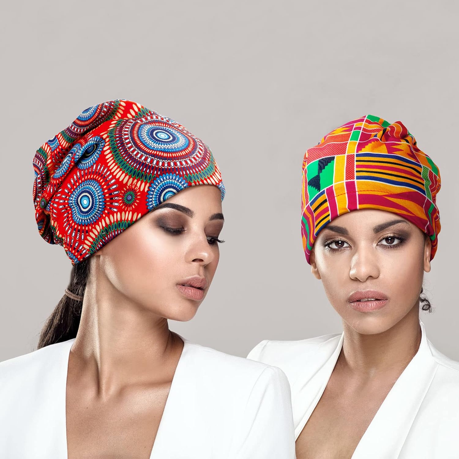 Sintege 6 Pcs Satin Lined Bonnet Sleep Chemo Hat Stretch Cancer Cap for Women Men Cancer Patient African Silk Soft Beanie(Bright Patterns)
